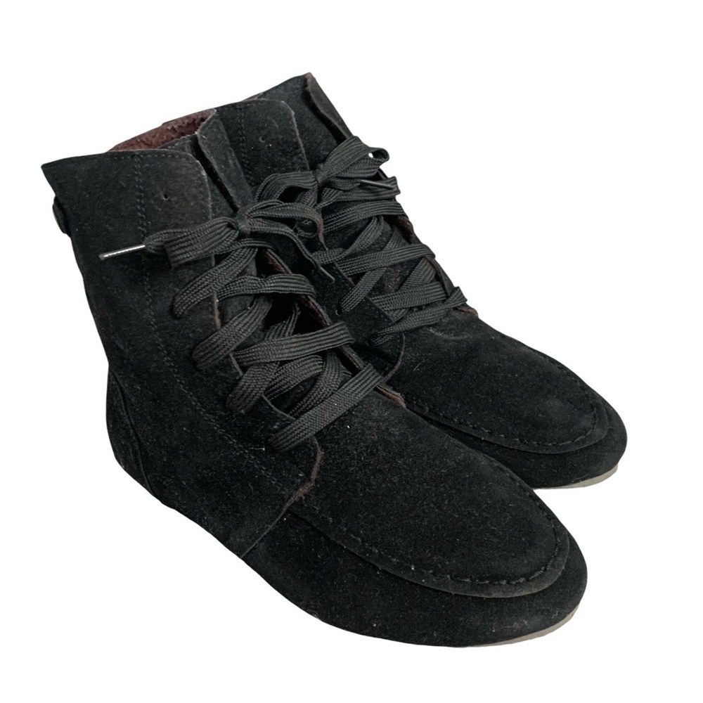 Black high top lace up nubuck suede Y2K boho Emo whimsigoth booties gorpcore